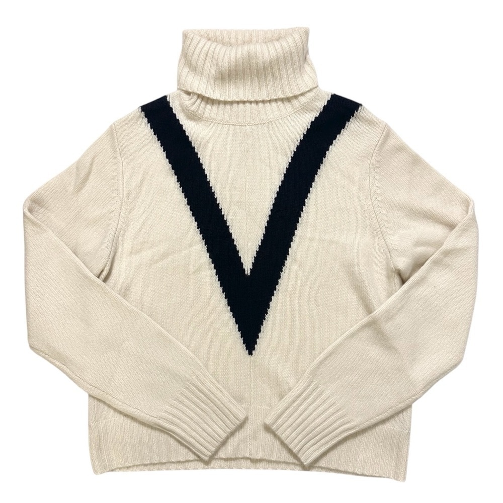 Tory Burch Tory Sport Cashmere Chevron Turtleneck - Ivory/Navy - Picture 3 of 9
